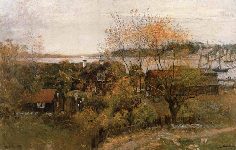 Alfred Wahlberg Landscape stamp Vaxholm oil painting picture
